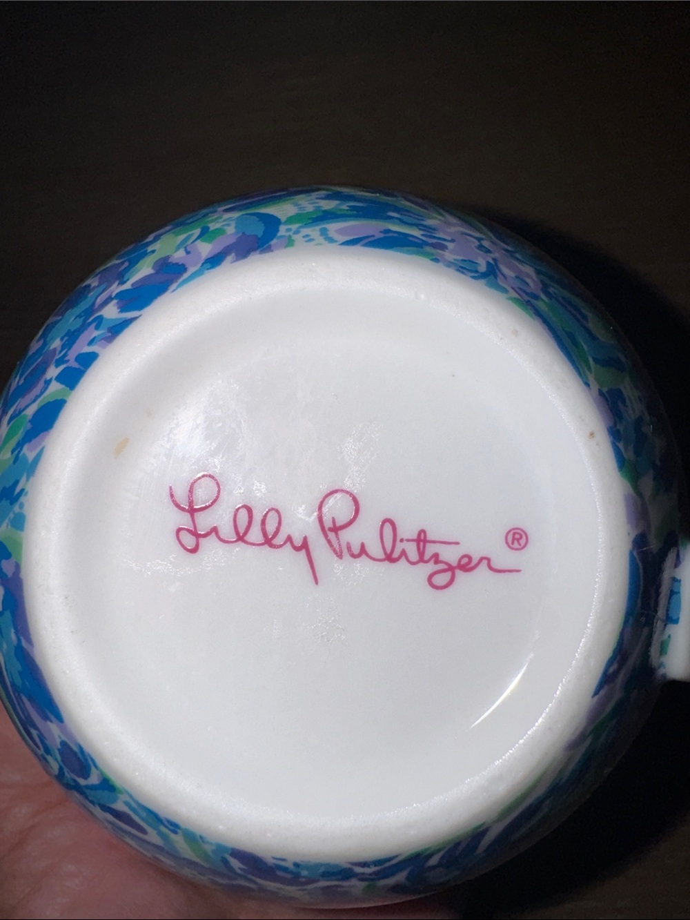 Lilly Pulitzer Blue Purple Floral Cat Mug Coffee Tea Hot Cocoa  EUC - Picture 6 of 7